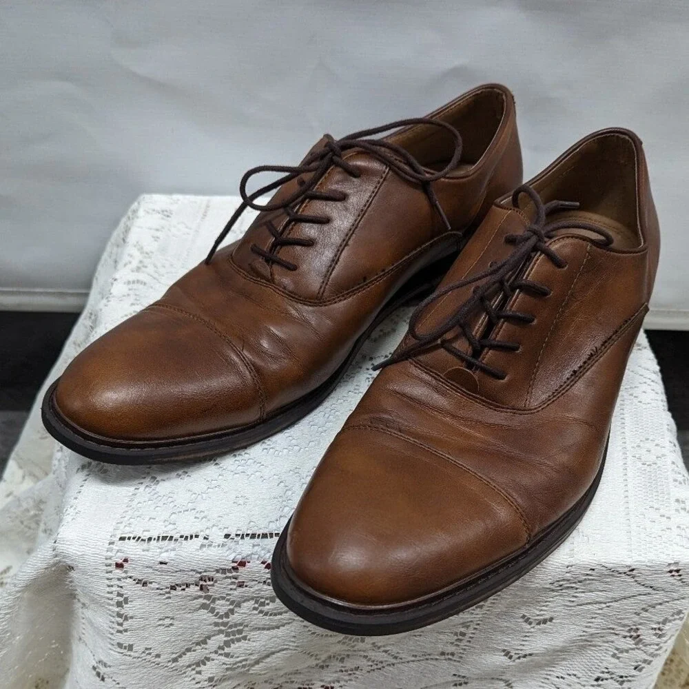 Quiet Luxury Business Casual Brown Oxford Dress‎ Shoes Men's 12 Goodfellow